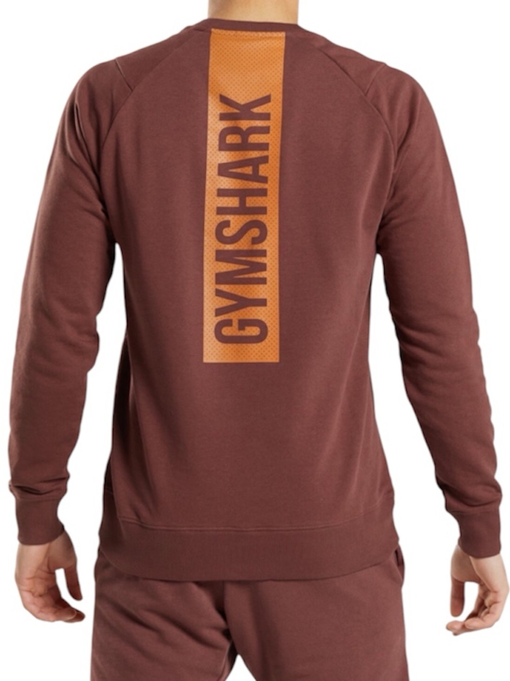 Gymshark Men's Crewneck Sweatshirt in Deep Burgundy with Orange Logo